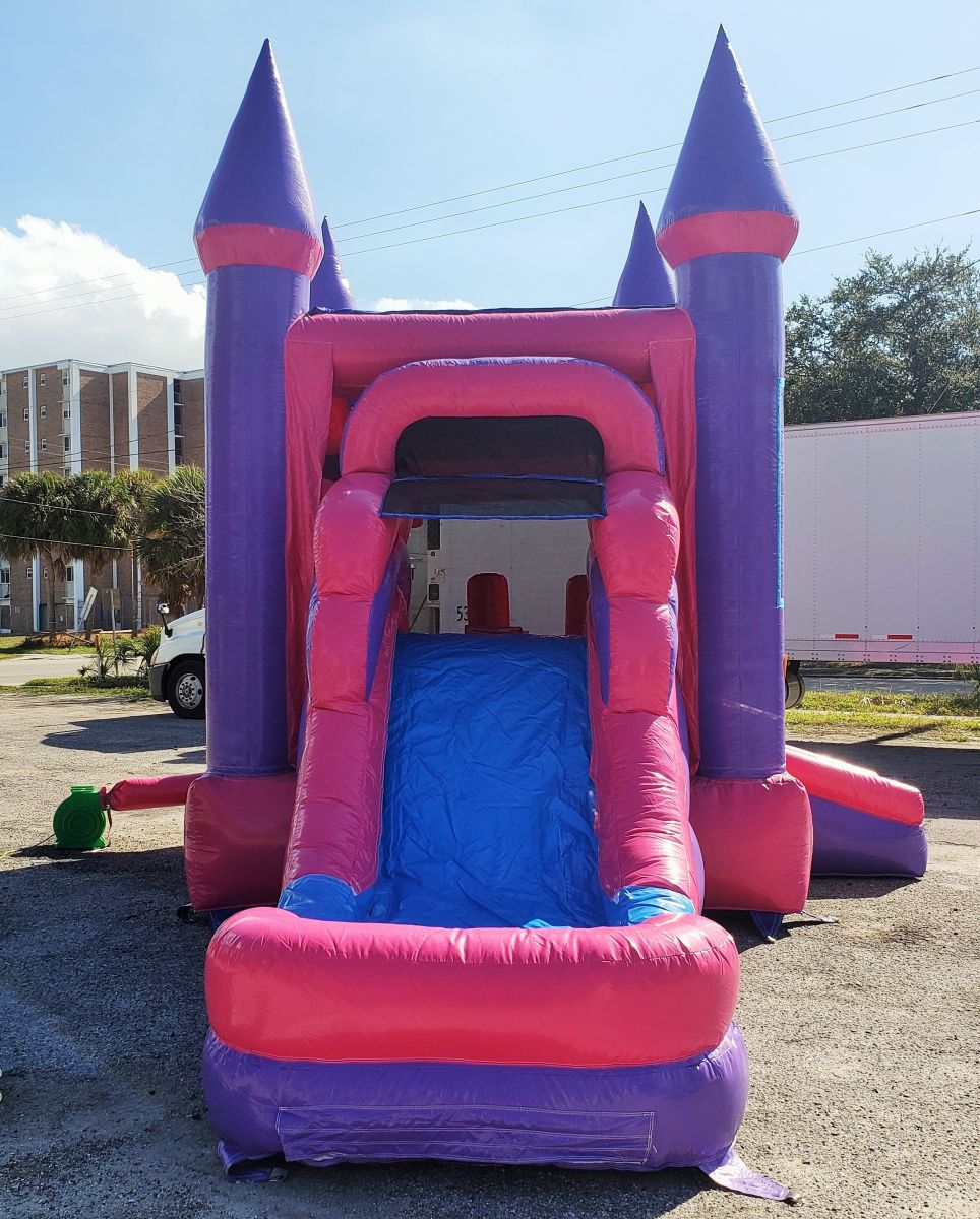 pink and purple bouncy castle